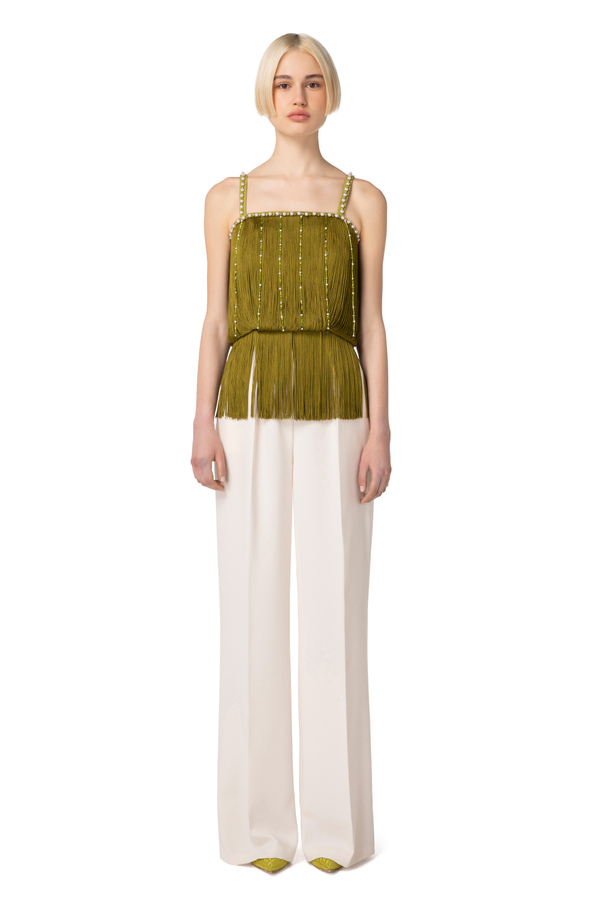 Top mit Fransen und Perlenketten - Elisabetta Franchi® Outlet