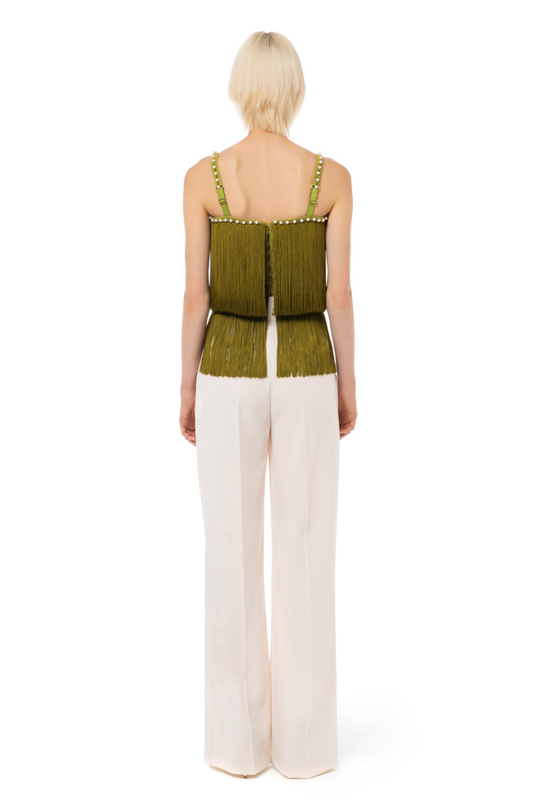 Top mit Fransen und Perlenketten - Elisabetta Franchi® Outlet