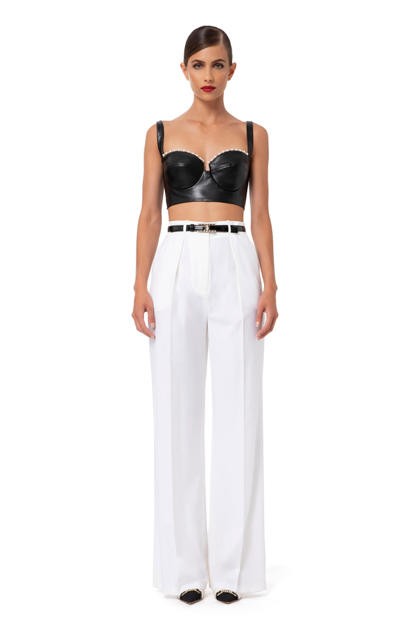 Top with sweetheart neckline and pearls - Elisabetta Franchi® Outlet