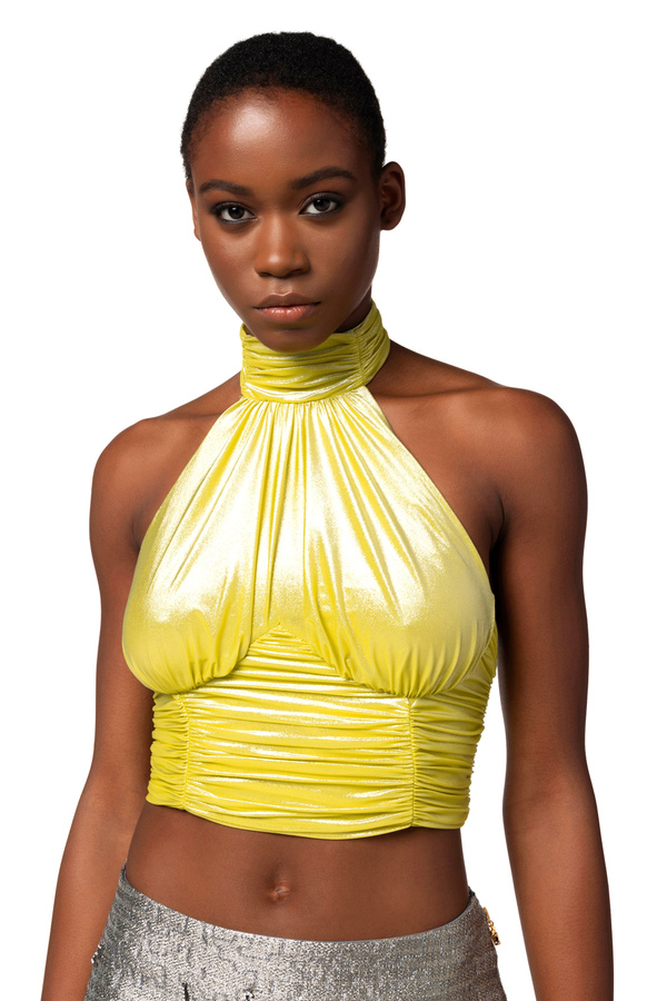 Top in draped metallic jersey - Elisabetta Franchi® Outlet
