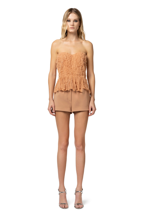 Top bustier in organza sfrangiata - Elisabetta Franchi® Outlet