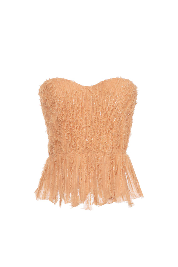 Top bustier in organza sfrangiata - Elisabetta Franchi® Outlet