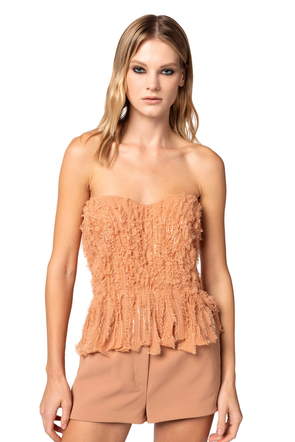 Top bustier in organza sfrangiata - Elisabetta Franchi® Outlet