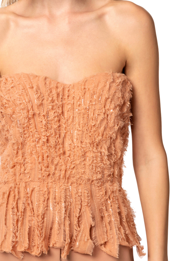 Top bustier in organza sfrangiata - Elisabetta Franchi® Outlet