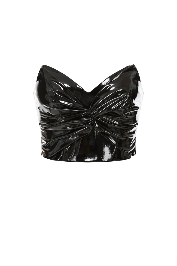 Glossy patent leather bustier - Elisabetta Franchi® Outlet