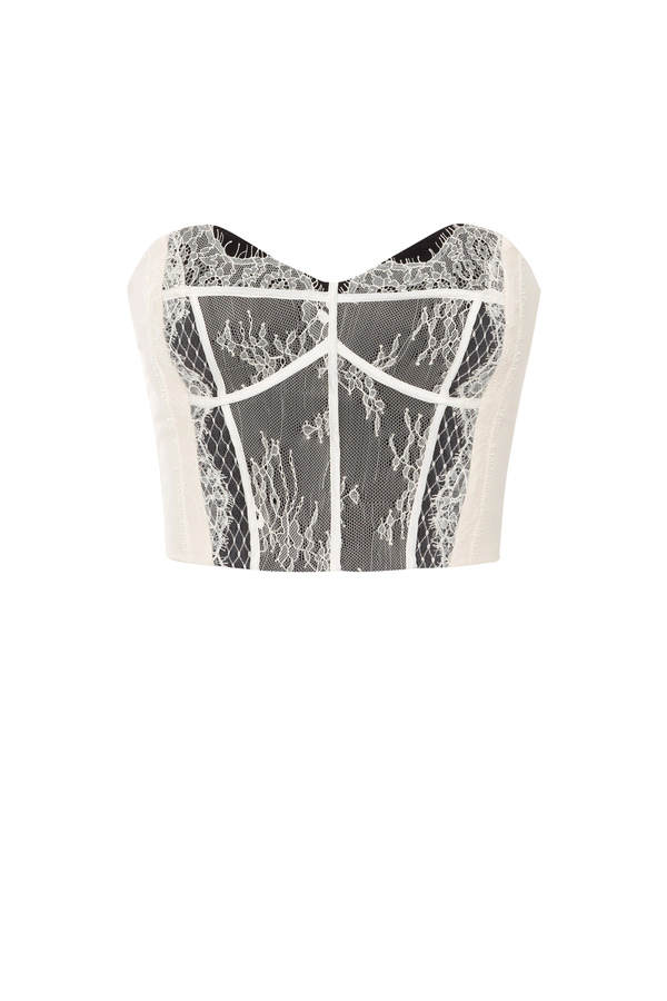 Bustier in lace fabric with sweetheart neckline - Elisabetta Franchi® Outlet