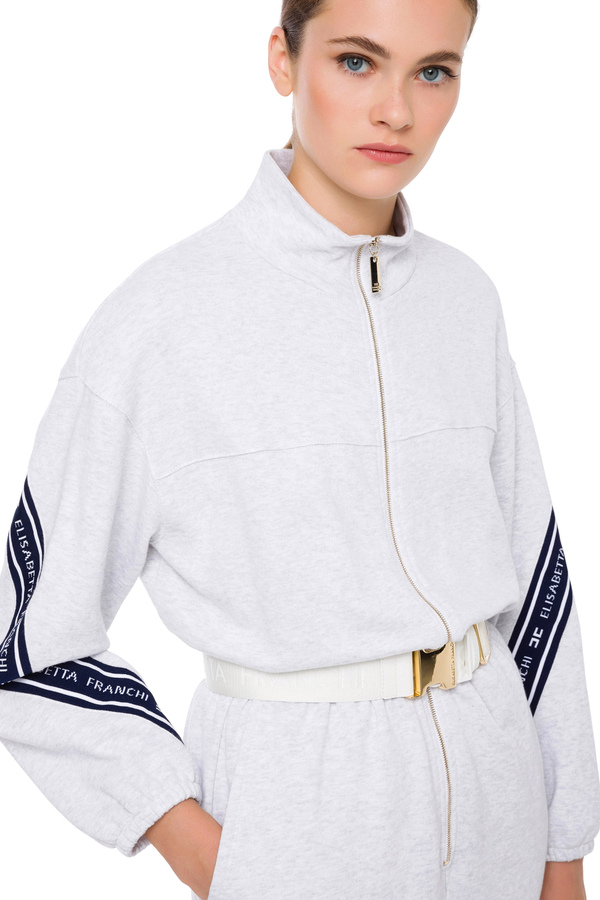 Fleece jumpsuit with high collar - Elisabetta Franchi® Outlet