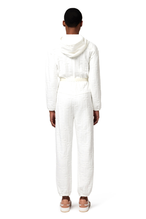 Jumpsuit aus Sweatstoff im Jacquard-Design mit Kapuze - Elisabetta Franchi® Outlet