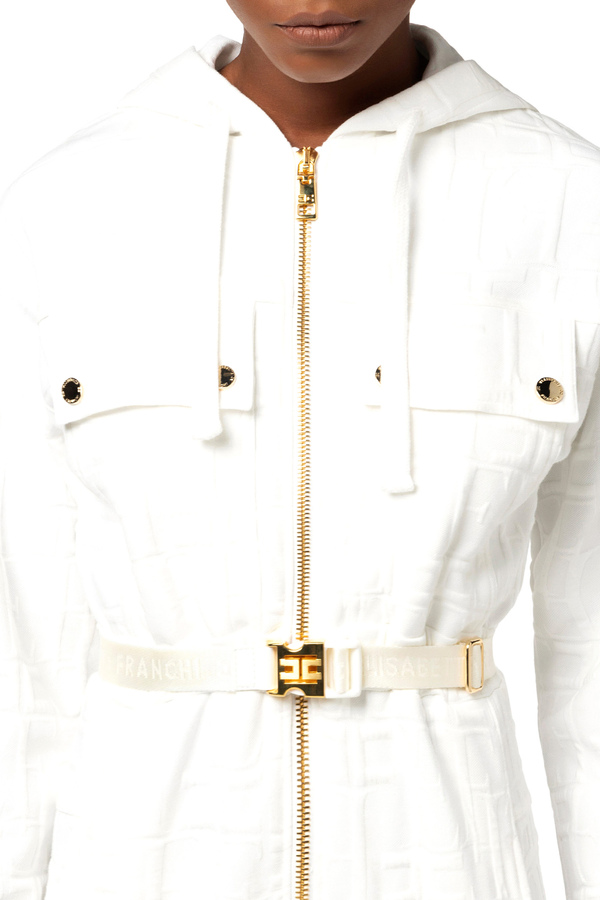 Jumpsuit aus Sweatstoff im Jacquard-Design mit Kapuze - Elisabetta Franchi® Outlet