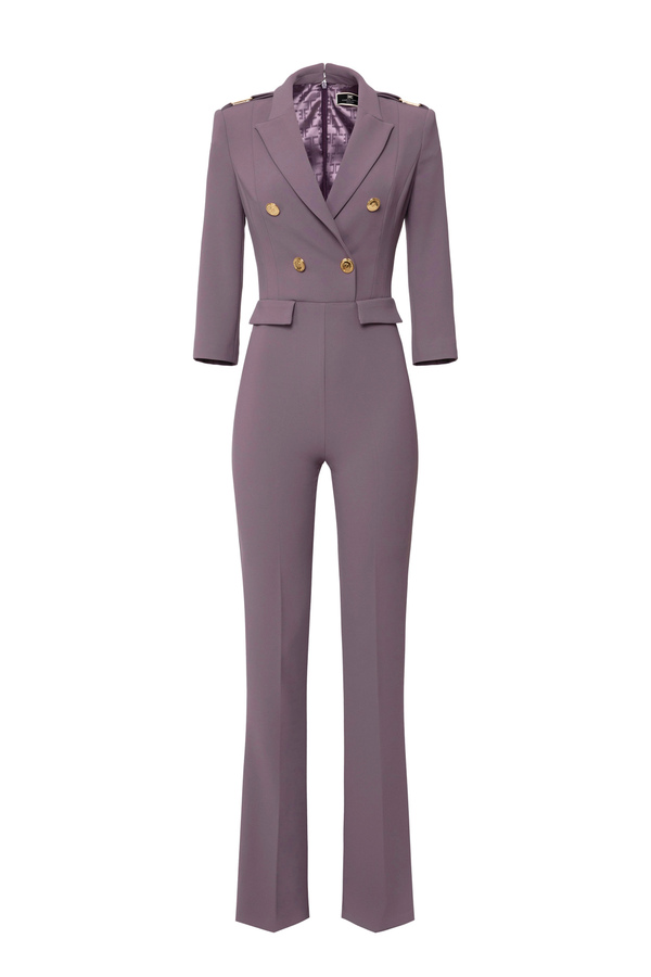 Zweireiher-Jumpsuit aus doppellagigem Crêpe - Elisabetta Franchi® Outlet