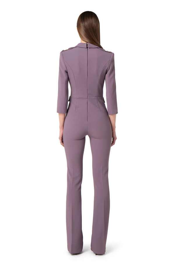 Double layer crêpe double-breasted jumpsuit - Elisabetta Franchi® Outlet