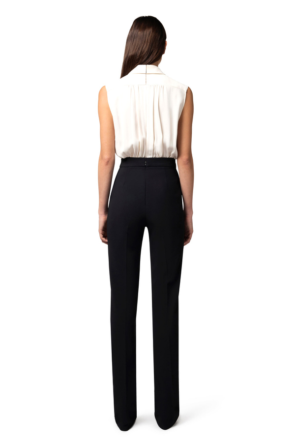 Crêpe and viscose combined jumpsuit with tie - Elisabetta Franchi® Outlet