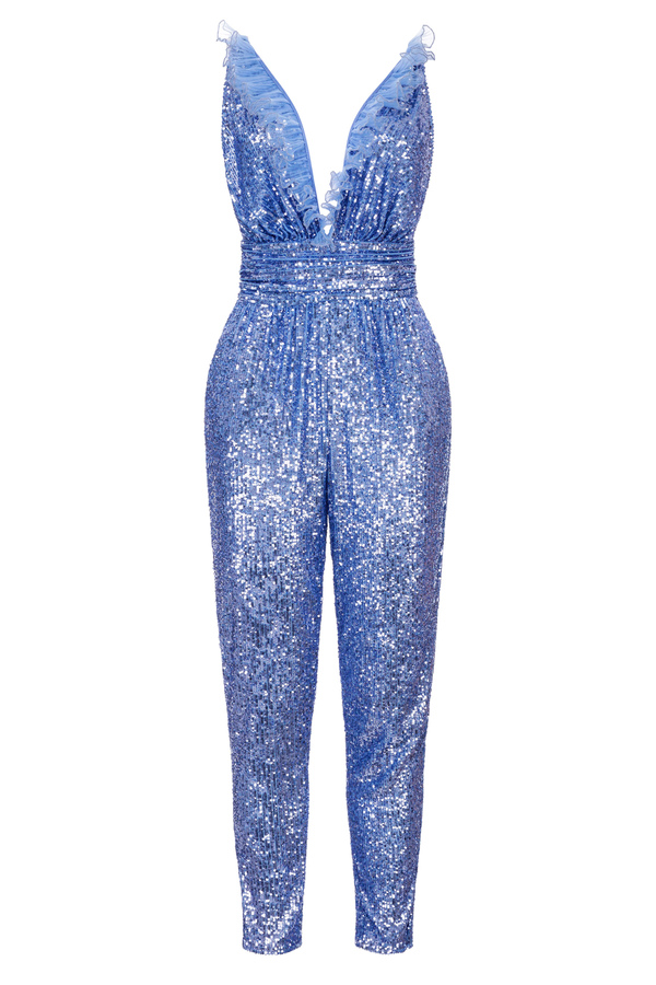Full sequin one-piece jumpsuit with cleavage - Elisabetta Franchi® Outlet