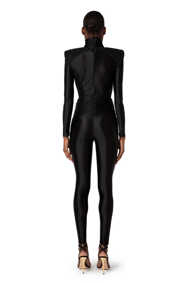 Jumpsuit aus Lycra im Präge-Design mit Rautenmuster - Elisabetta Franchi® Outlet