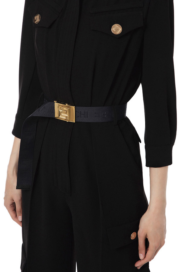 Cargo jumpsuit in crêpe fabric - Elisabetta Franchi® Outlet