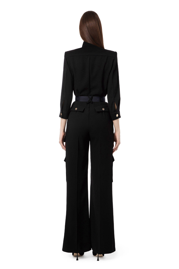 Cargo jumpsuit in crêpe fabric - Elisabetta Franchi® Outlet