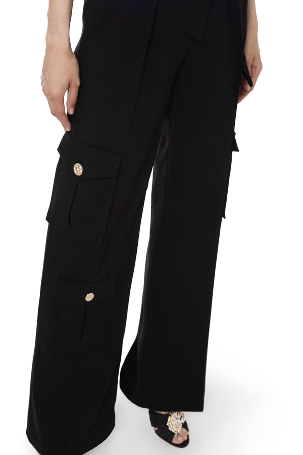 Cargo jumpsuit in crêpe fabric - Elisabetta Franchi® Outlet