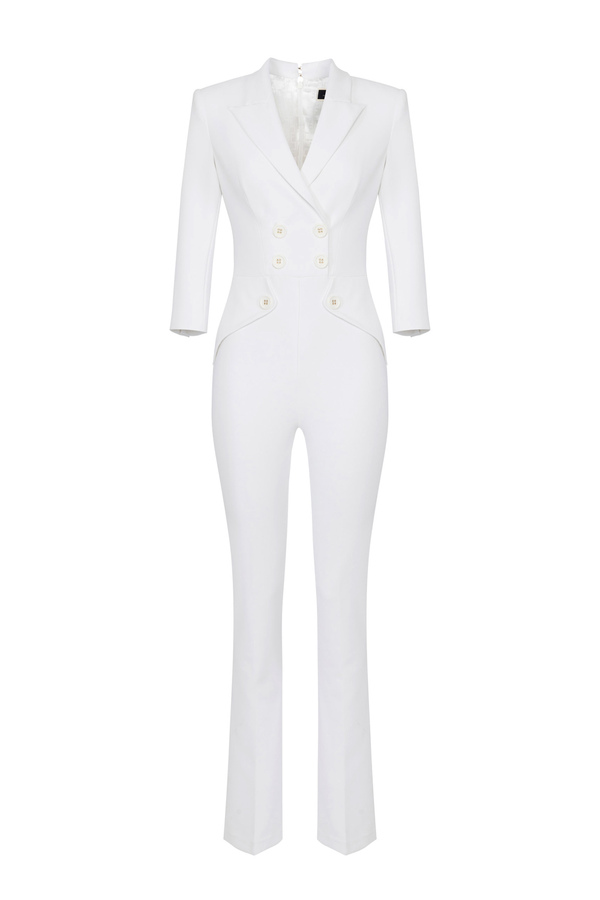 Tuta doppiopetto in doppio crêpe - Elisabetta Franchi® Outlet