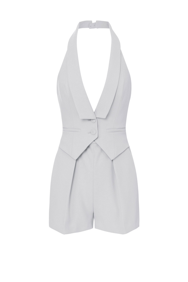 Short romper suit in crêpe with waistcoat - Elisabetta Franchi® Outlet