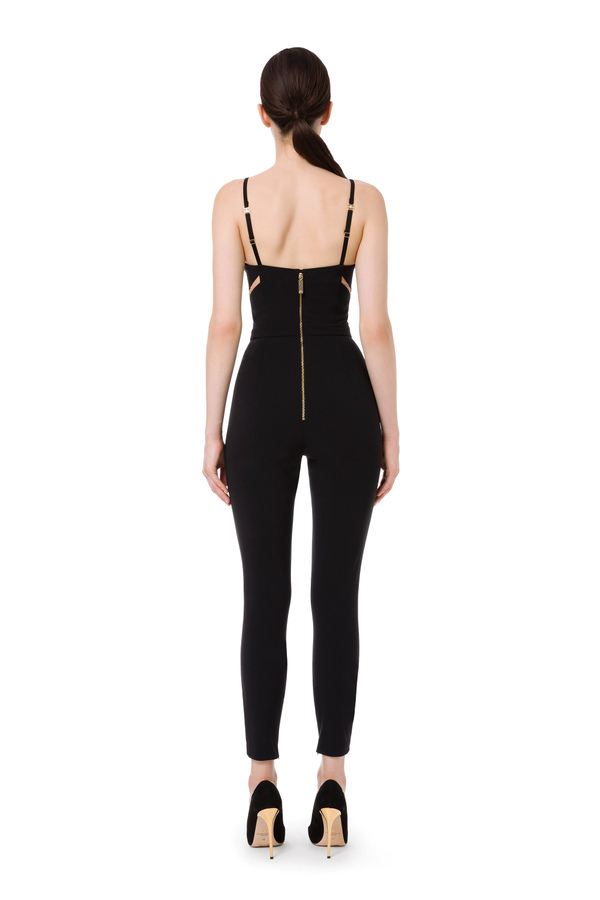 Slim fit jumpsuit with tulle inserts - Elisabetta Franchi® Outlet