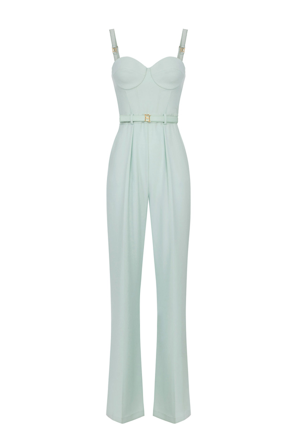 Jumpsuit in crêpe fabric with bustier top - Elisabetta Franchi® Outlet