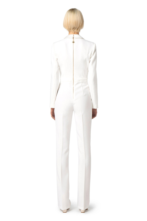 Jumpsuit in crêpe fabric with pearl and rhinestone embroidery - Elisabetta Franchi® Outlet