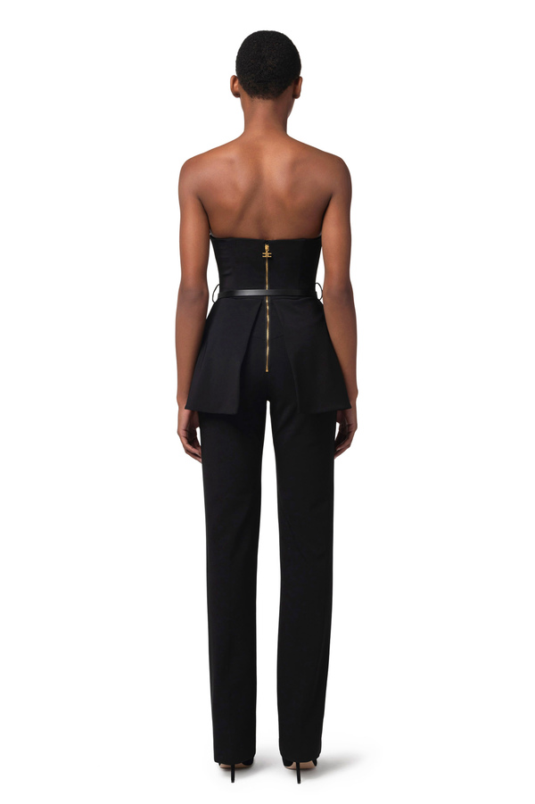 Technical fabric jumpsuit with bodice - Elisabetta Franchi® Outlet