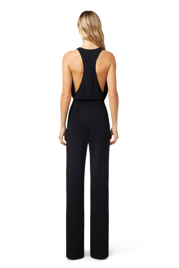 Jumpsuit aus Crêpe mit Logo-Print - Elisabetta Franchi® Outlet
