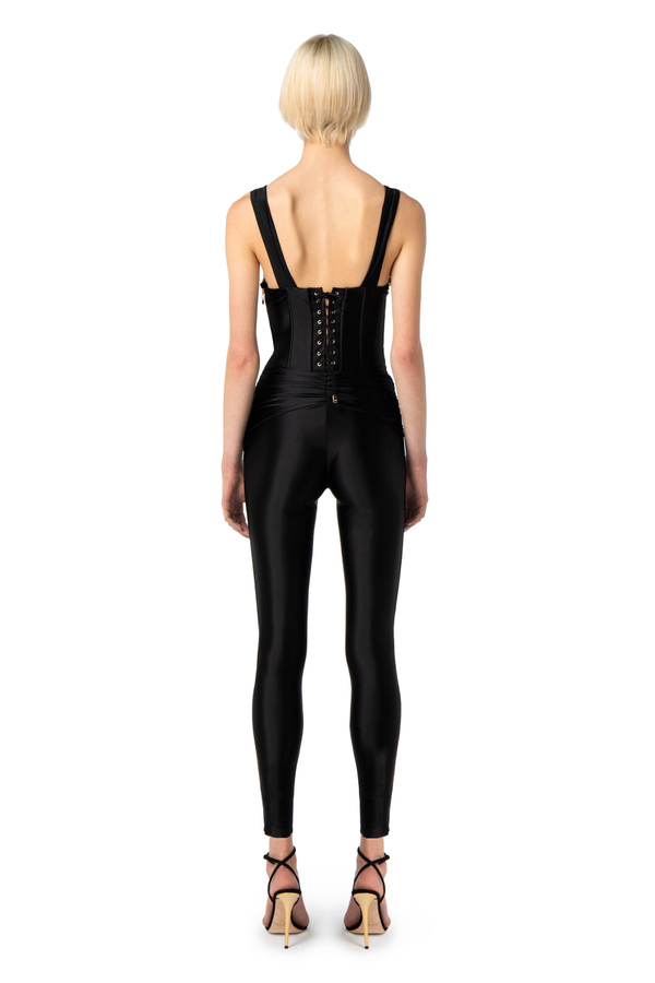 Bustier jumpsuit in Lycra fabric with chain - Elisabetta Franchi® Outlet