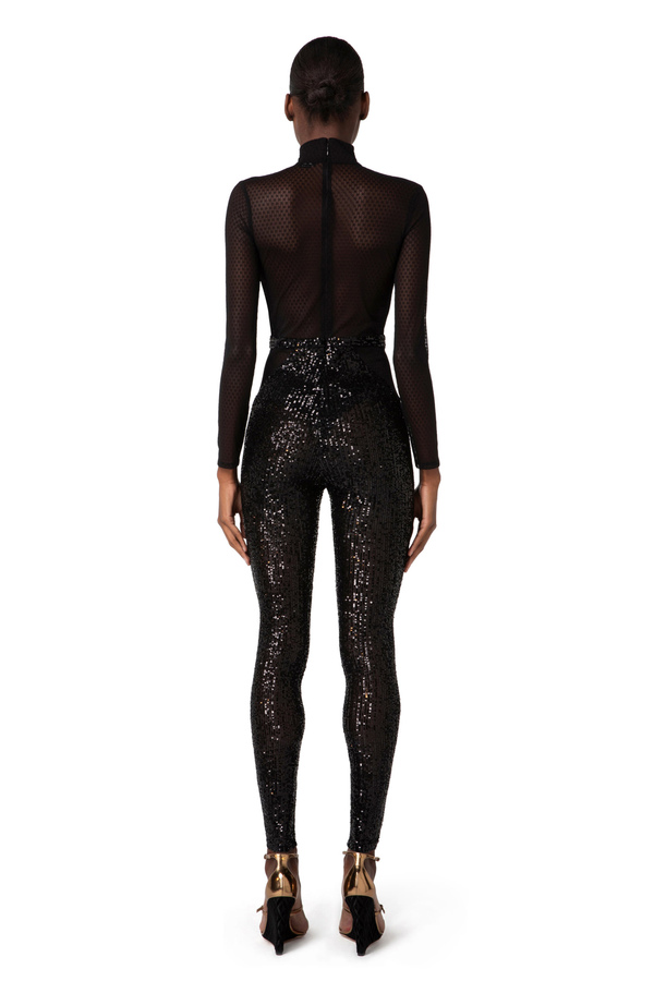 Jumpsuit with embroidered tulle and sequins - Elisabetta Franchi® Outlet