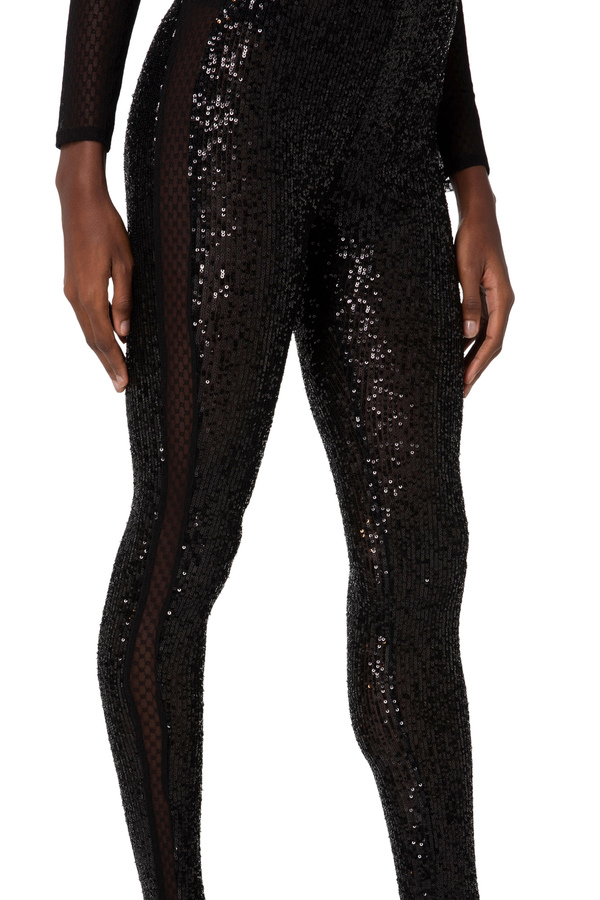 Jumpsuit with embroidered tulle and sequins - Elisabetta Franchi® Outlet