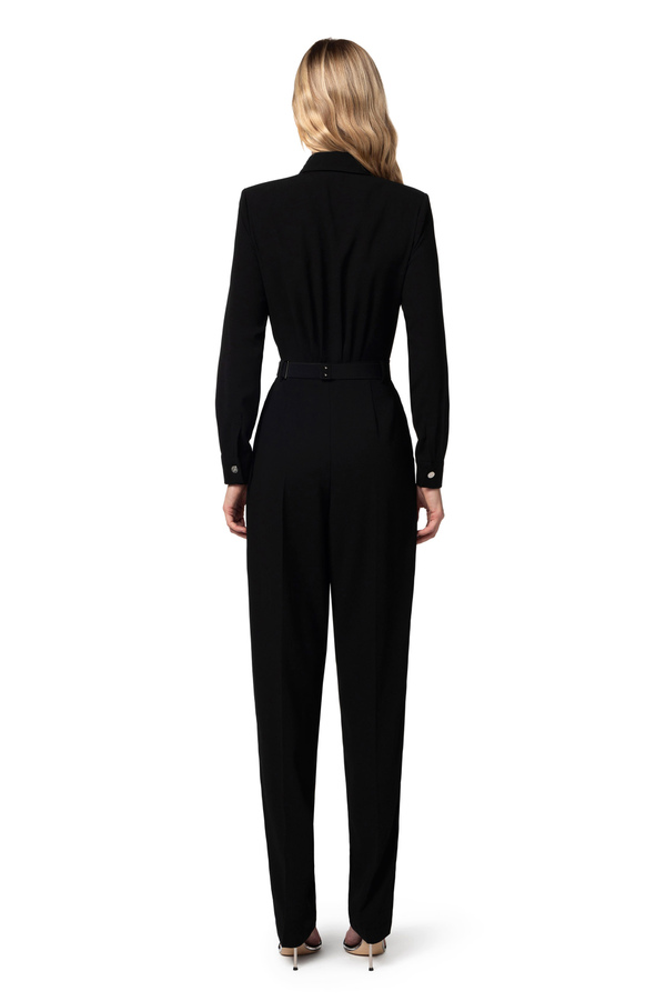 Jumpsuit in crêpe fabric with embroidered pockets - Elisabetta Franchi® Outlet