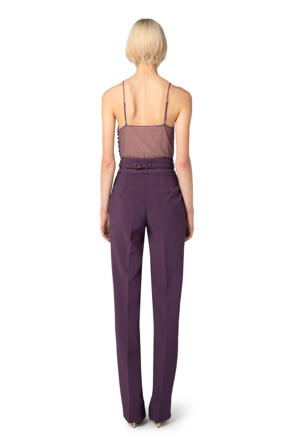 Jumpsuit in crêpe and tulle fabric with belt - Elisabetta Franchi® Outlet