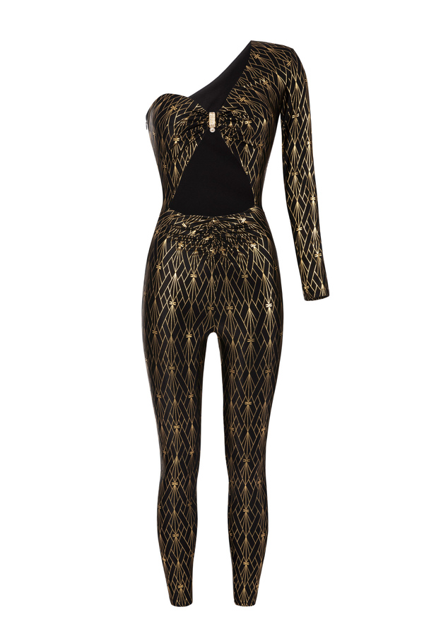 One-shoulder jumpsuit in jersey - Elisabetta Franchi® Outlet