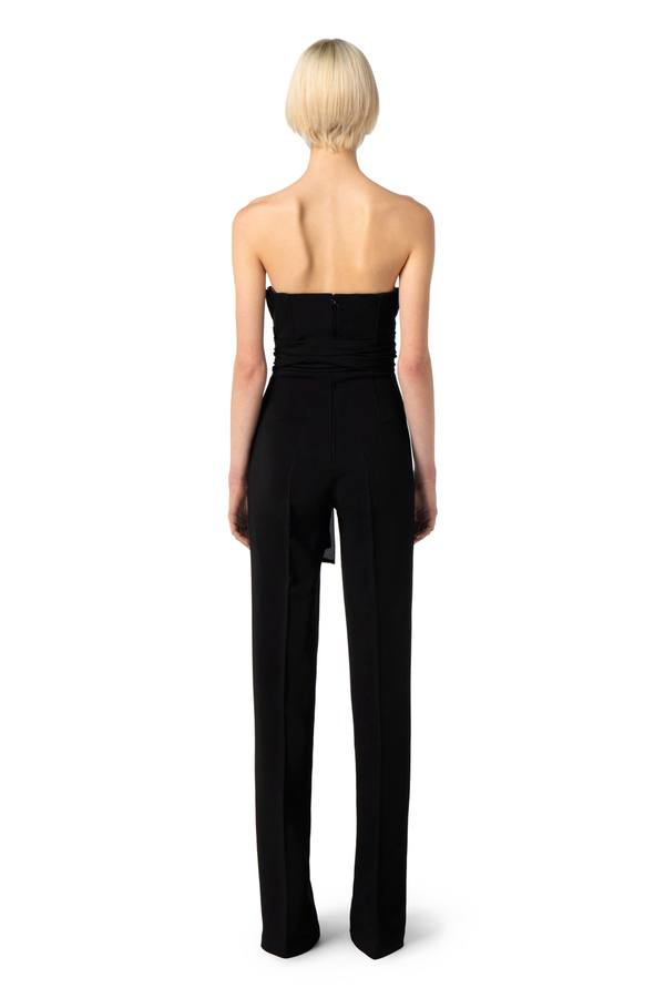 Jumpsuit in viscose fabric with bodice and scarf belt - Elisabetta Franchi® Outlet