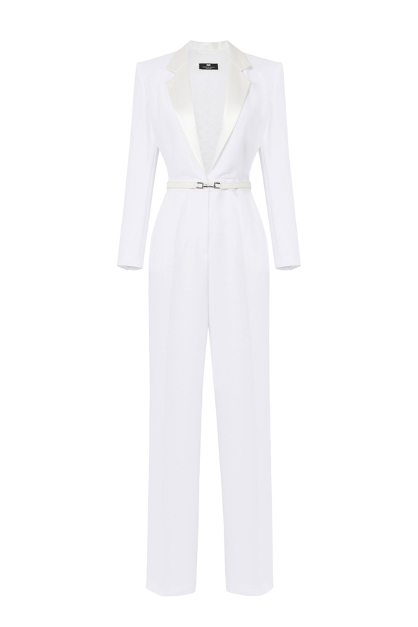 Combinaison en crêpe avec top en dentelle et ceinture - Elisabetta Franchi® Outlet