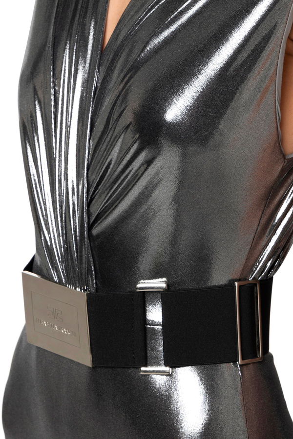Combinaison en jersey laminé avec ceinture - Elisabetta Franchi® Outlet