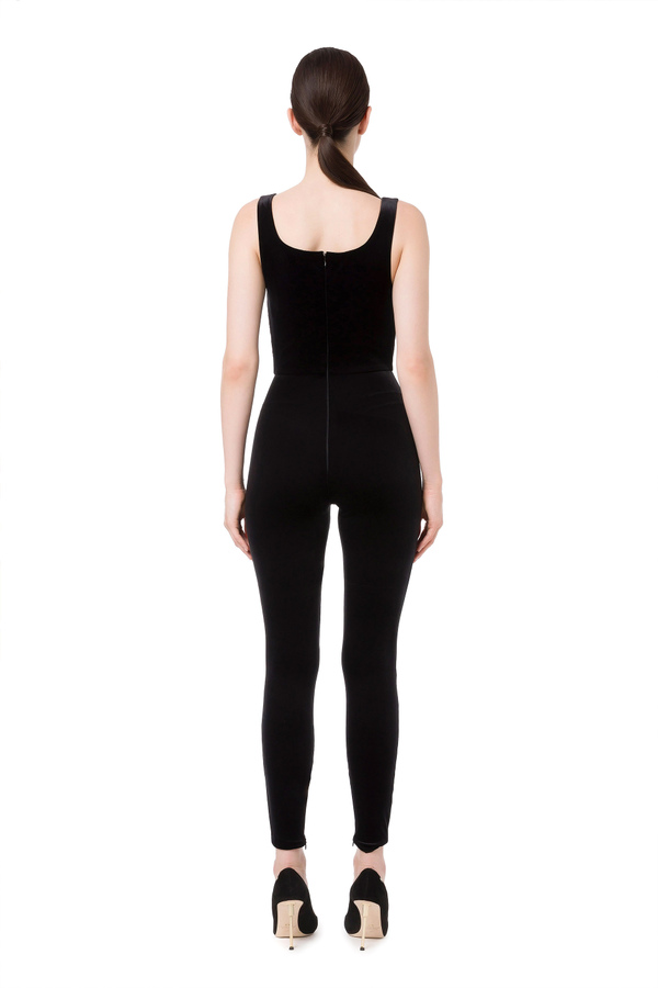 Full jumpsuit with pearl embroidery - Elisabetta Franchi® Outlet