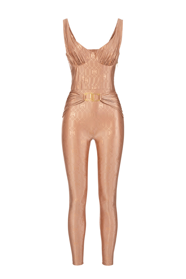 Lycra jumpsuit with bustier motif top - Elisabetta Franchi® Outlet