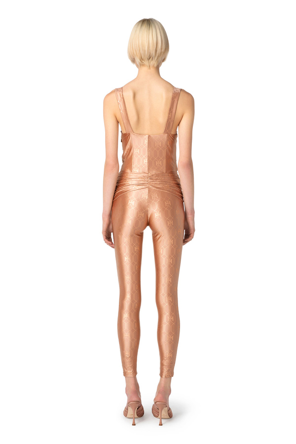 Lycra jumpsuit with bustier motif top - Elisabetta Franchi® Outlet