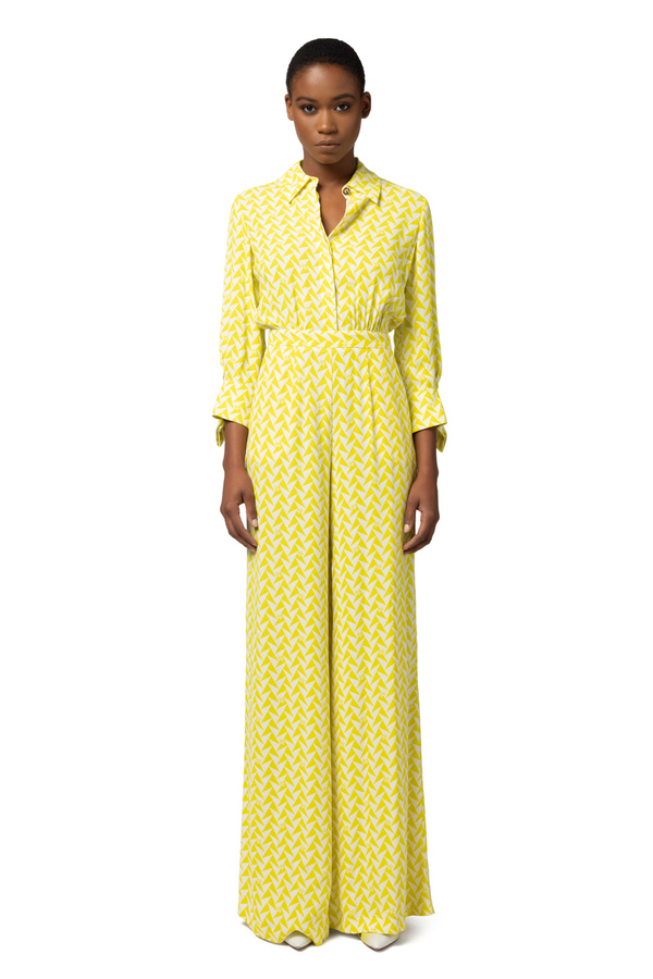 Jumpsuit in printed viscose georgette fabric - Elisabetta Franchi® Outlet
