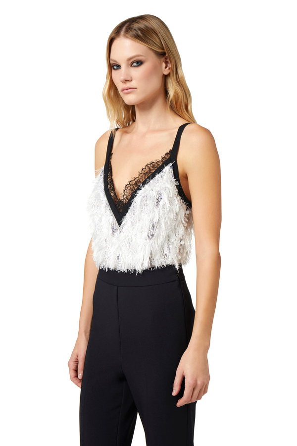Jumpsuit in crêpe fabric with embroidered top - Elisabetta Franchi® Outlet