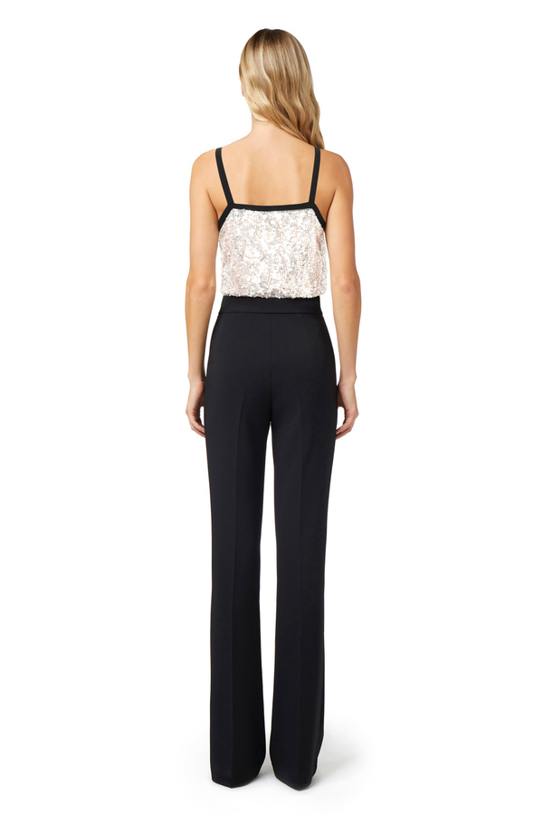 Jumpsuit in crêpe fabric with embroidered top - Elisabetta Franchi® Outlet