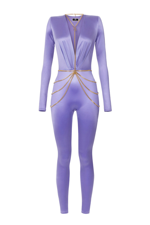 Tuta in lycra con body chain - Elisabetta Franchi® Outlet