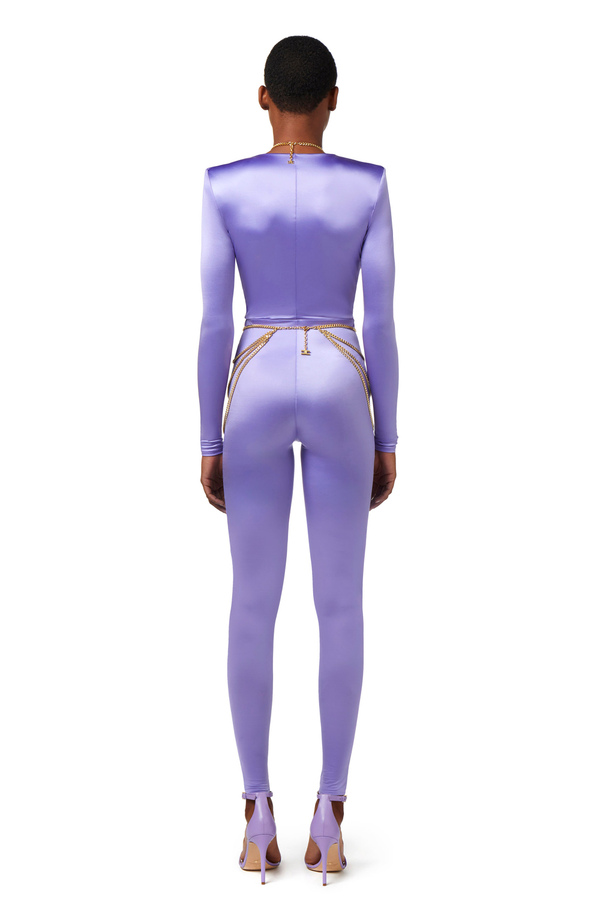 Tuta in lycra con body chain - Elisabetta Franchi® Outlet