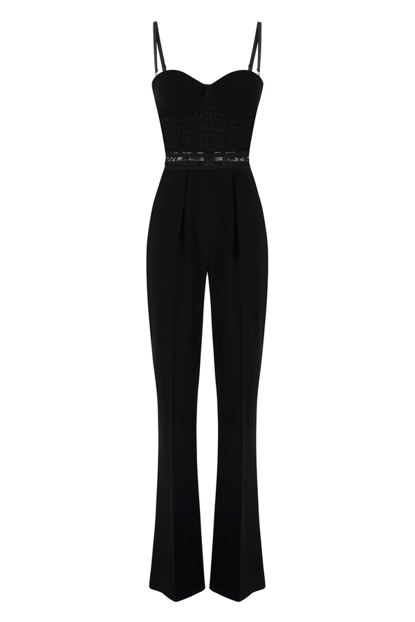 Jumpsuit with logoed lace - Elisabetta Franchi® Outlet