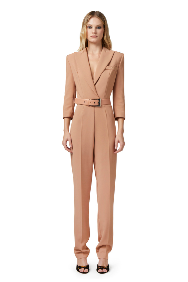 Jumpsuit in crêpe fabric with back cut-out - Elisabetta Franchi® Outlet