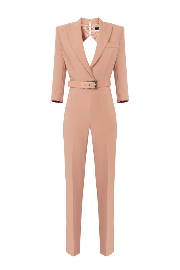 Jumpsuit in crêpe fabric with back cut-out - Elisabetta Franchi® Outlet