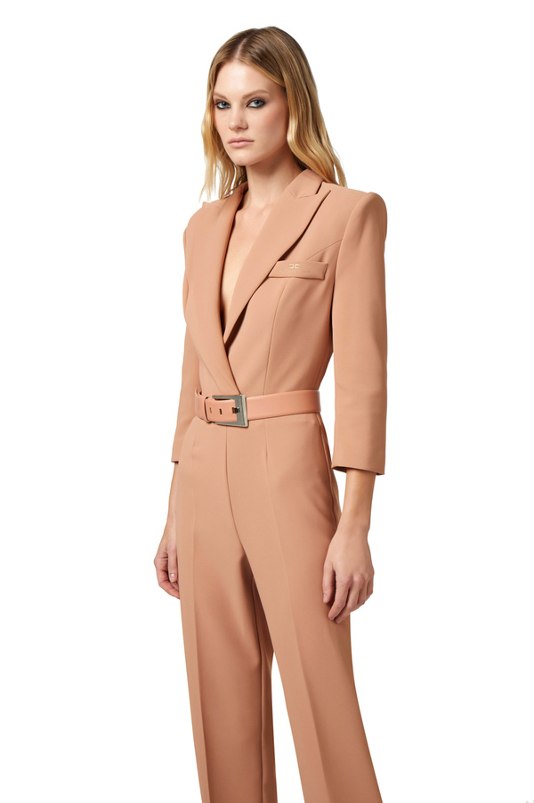 Jumpsuit in crêpe fabric with back cut-out - Elisabetta Franchi® Outlet