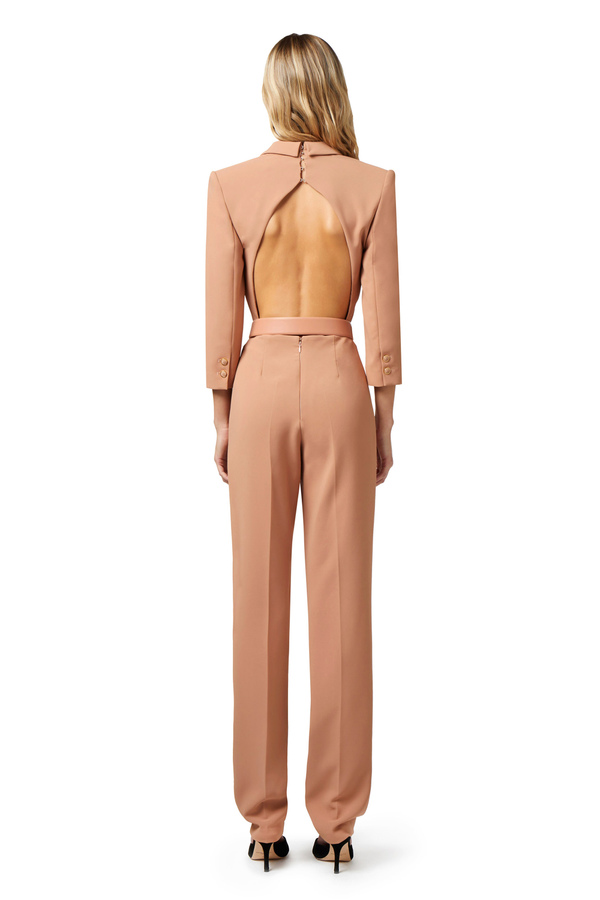 Jumpsuit in crêpe fabric with back cut-out - Elisabetta Franchi® Outlet